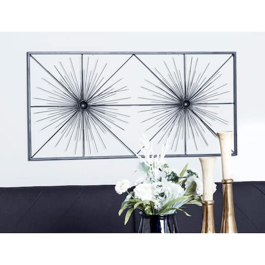 Black Starburst Twins Metal Wall Art